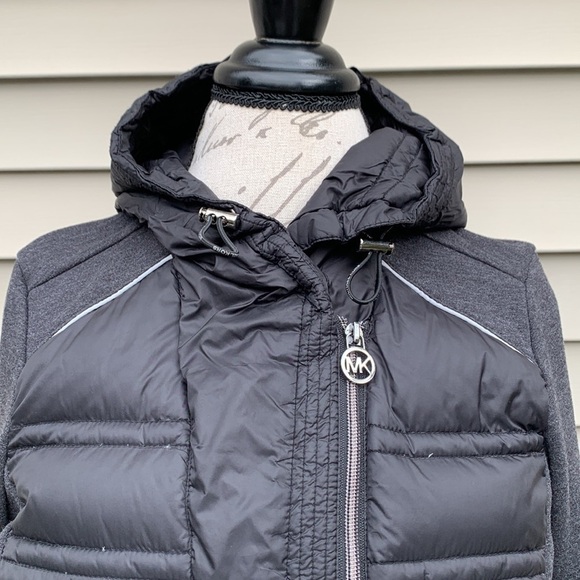 Michael MICHAEL KORS Mixed Media Quilted Jersey Knit Jacket - Black/Gray - Picture 4 of 16